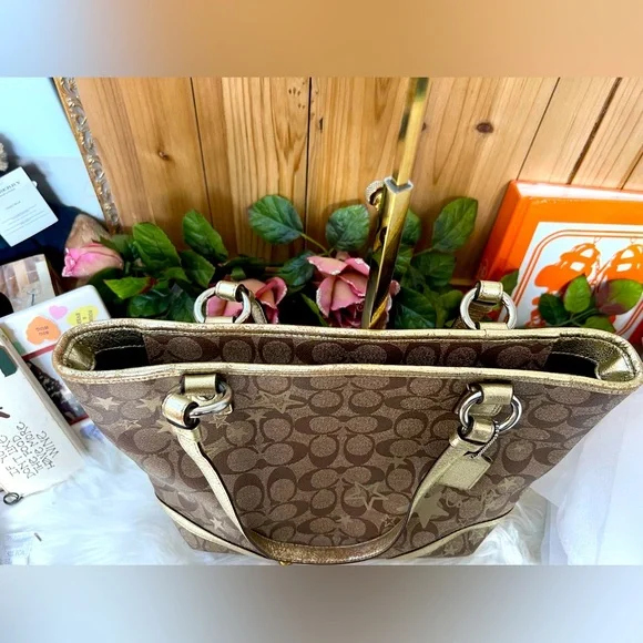 💜COACH Heritage Tote Stars Signature - Picture 8 of 11